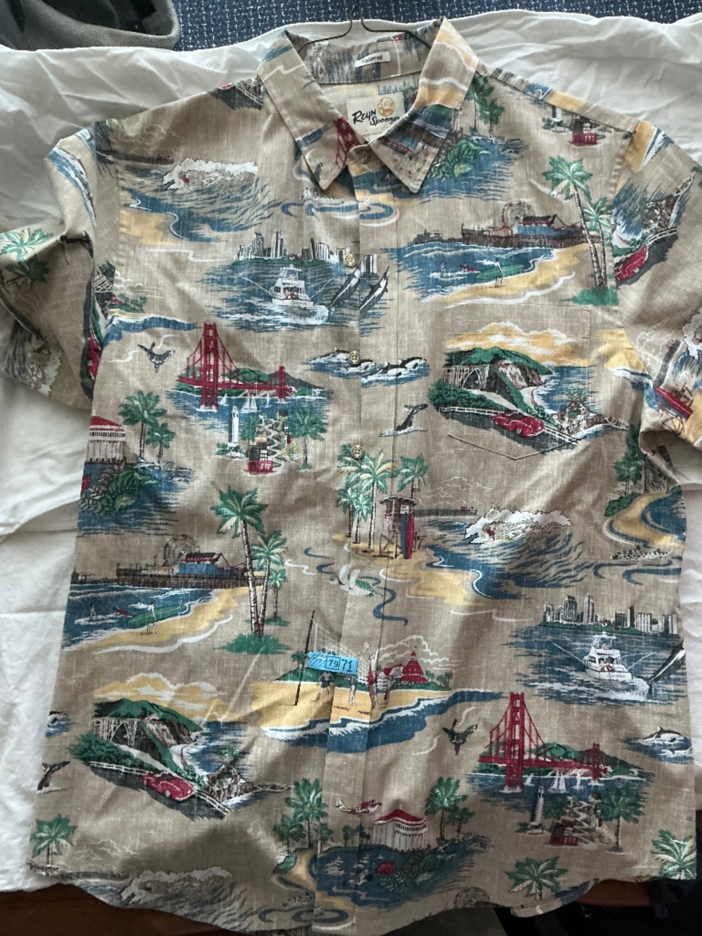 Reyn Spooner California Coast Landmarks Aloha Shirt M Tailored Limited Issue Lis